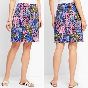 Talbots Floral Print Mini Skirt Womens Size 14 NEW Pencil Stretch Lined NWT Boho